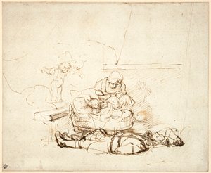 Die Heilige Familie schläft, mit Engeln, 1645