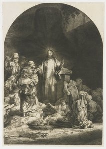 Der Hundertguldenblatt: das zentrale Stück mit Christus predigend, die Platte gewölbt