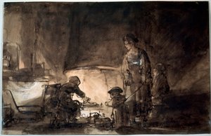 Die Küche im Haus von Rembrandt, 1650er von Rembrandt van Rijn