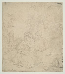 Die Rast auf der Flucht nach Ägypten, leicht geätzt, 1645 von Rembrandt van Rijn