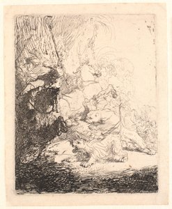 Die kleine Löwenjagd (mit zwei Löwen) von Rembrandt van Rijn