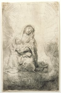 Die Jungfrau und das Kind in den Wolken von Rembrandt van Rijn
