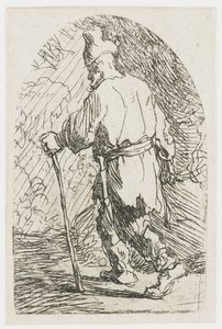 Die Flucht nach Ägypten: eine Skizze: St. Joseph von Rembrandt van Rijn