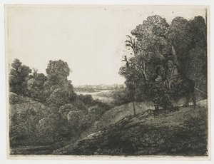 Die Flucht nach Ägypten: veränderte Platte von Seghers von Rembrandt van Rijn