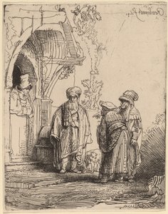 Drei orientalische Figuren (Jakob und Laban?)
