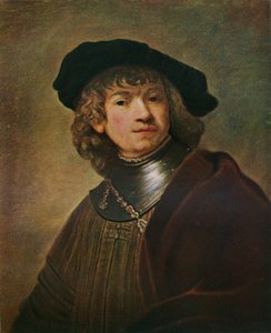 Tronie eines jungen Mannes in einem Harnisch und einer Mütze, ca. 1639