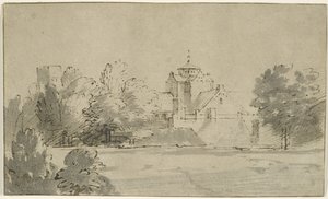 Ansicht der Mariakerk in Utrecht von Süden, ca. 1652 von Rembrandt van Rijn