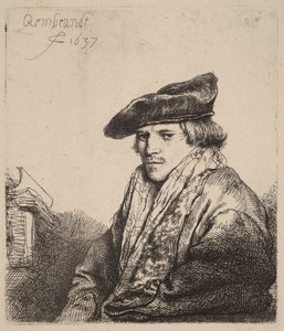 Junger Mann mit Samtkappe (Petrus Sylvius?) von Rembrandt van Rijn