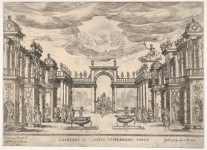 Sechstes Zwischenspiel: Garten der Kalypso Intermedio sesto: giardino di Calipso, aus der Serie..., 1608