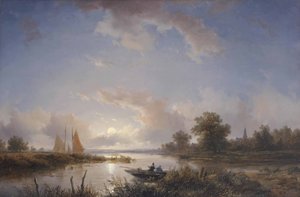 Angler in einem Ruderboot in der Dämmerung von Remigius Adrianus Haanen