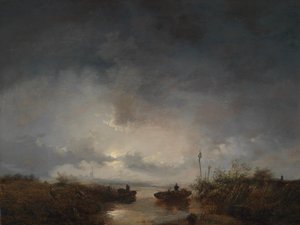 Fischer in einer mondbeschienenen Nacht von Remigius Adrianus Haanen