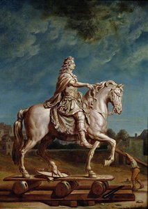 Transport der Reiterstatue von Ludwig XIV. aus der Werkstatt im Kapuzinerkloster, 1669 von René Antoine Houasse