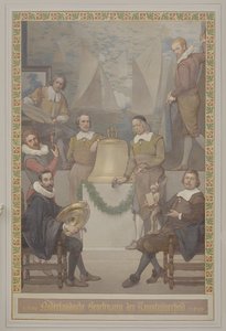 Malerei in der Vorhalle von Georg Sturm der Kunstgewerbe (unter anderem die Herstellung von Uhren) mit der Aufschrift: 16. Jahrhundert Niederländische Kunstgewerbe 17. Jahrhundert