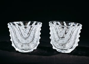 Glasvasen, ca. 1930, von René Lalique, produziert von René Lalique et Cie Alsace Glassworks. Frankreich, 20. Jahrhundert.