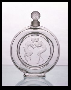 Le Baiser du Faune, klares Glasparfümfläschchen für Molinard von Lalique von Rene Jules Lalique