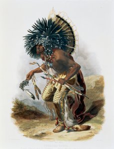 Pehriska-Ruhpa, Minatarre-Krieger im Kostüm des Hundetanzes