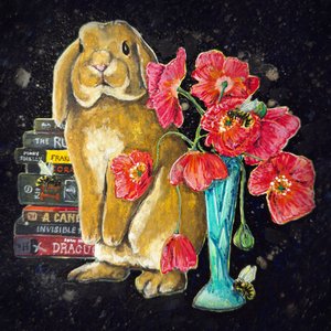 Verspielter Hase Mohnblumen Bücher von Renee Machan Cottagecore Artist