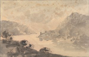 Gebirgige Landschaft mit Fluss
