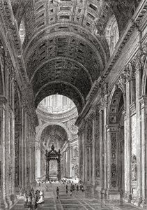Innenansicht der Petersbasilika, Vatikanstadt, Rom, Italien im späten 19. Jahrhundert. Aus Italian Pictures von Rev. Samuel Manning, veröffentlicht ca. 1890.