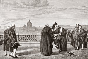 Auf dem Pincio-Hügel, Rom, Italien, mit dem Petersdom im Hintergrund im späten 19. Jahrhundert. Aus Italienische Bilder von Rev. Samuel Manning, veröffentlicht um 1890. von Reverend Samuel Manning