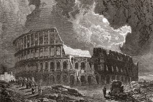Das Kolosseum, Rom, Italien bei Mondlicht, Ende des 19. Jahrhunderts. Aus Italienische Bilder von Rev. Samuel Manning, veröffentlicht um 1890. von Reverend Samuel Manning