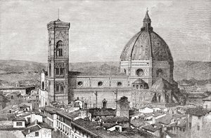 Der Dom und der Glockenturm der Basilica di Santa Maria del Fiore, Piazza del Duomo, Florenz, Italien im späten 19. Jahrhundert. Aus Italienische Bilder von Rev. Samuel Manning, veröffentlicht um 1890.
