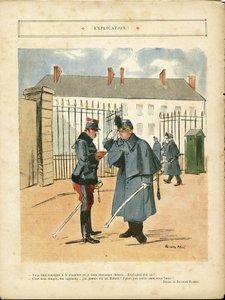 Illustration von Ricardo Flores (1878-1918) in Le Lire, 23/04/10 - Erklärung - Armee, Kasernen von Ricardo Flores