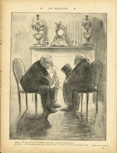 Illustration von Ricardo Flores (1878-1918) in Le Rire, 22/02/13 - Pensionen - Präsident der Republik - Fallieres Armand (1841-1931), Loubet Emile