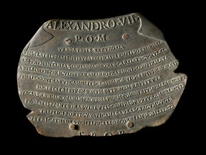 Mittelalterliche Bronzeplakette zur Feier des Endes der Pest in Rom