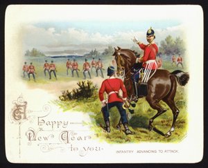 Infanterie rückt zum Angriff vor, Neujahrskarte