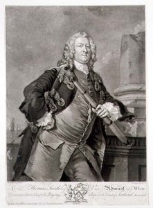 Porträt von Admiral Thomas Smith, Vizeadmiral der Weißen Flotte, graviert von John Faber 1746 von Richard (after) Wilson