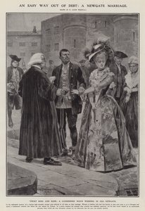 Ein einfacher Weg aus den Schulden: eine Newgate-Ehe (Lithografie) von Richard Caton II (after) Woodville