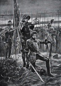 Heinrich VII. wird in Bosworth gekrönt von Richard Caton II (after) Woodville