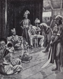 Sir James Brooke verhandelt einen Vertrag mit dem Sultan von Brunei zur Gründung einer britischen Kolonie auf Borneo von Richard Caton II (after) Woodville