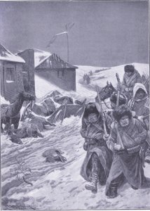 Der unendliche Marsch nach Osten: Ein vertrauter Anblick auf dem Weg, Illustration aus Cassells Geschichte des Russisch-Japanischen Krieges Band 1, ca. 1900 von Richard Caton Woodville