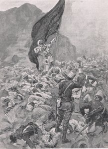 Omdurman: Der letzte Träger der schwarzen Flagge, 2. September 1898, Illustration aus Britische Schlachten zu Land und zu Wasser, 1915 von Richard Caton Woodville junior