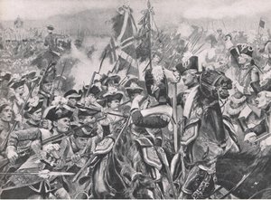Die Schlacht von Minden, 1. August 1759, Illustration aus Britische Schlachten zu Land und zu Wasser, 1915 von Richard Caton Woodville junior
