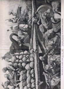 Die Schlacht von Plessey 23. Juni 1757: Die Artillerie des Nawabs auf ihrer beweglichen Plattform, Illustration aus Britische Schlachten zu Land und zu Wasser, 1915 von Richard Caton Woodville junior
