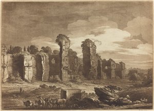 Ansicht der Überreste der Caracalla-Thermen, vom Jesuitengarten in Rom aus gesehen von Richard Cooper II