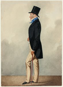 Porträt eines Mannes im schwarzen Mantel und blauer und weißer Krawatte von Richard Dighton