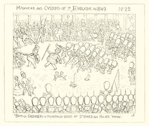 1849, Britische Grenadiere bewachen den Hof des St. James Palastes von Richard Doyle