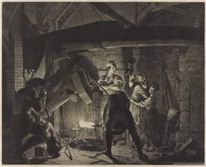 Eine Eisenhütte, nach Joseph Wright of Derby von Richard Earlom