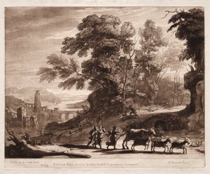 Liber Veritatis: Nr. 34, Bauern mit Vieh von Banditen angegriffen, 1774 von Richard Earlom