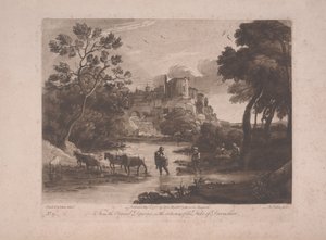 Ansicht von Tivoli bei Sonnenuntergang, veröffentlicht 1775 von Richard Earlom
