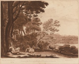 Landschaft Nr. 15 aus "Liber Veritatis" von Richard Earlom after Claude Lorrain