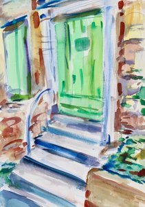 Grüne Tür und Fensterläden