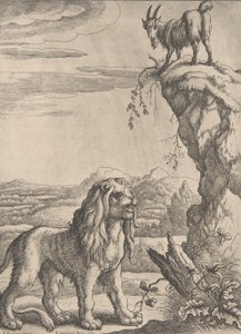 Der Löwe und das Kind, aus Ogilbys Aesopics, 1668