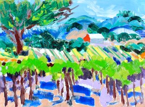 Weinberg mit roter Scheune von Richard H. Fox