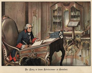König Friedrich der Große von Preußen in seinem Arbeitszimmer in Sanssouci
