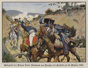 Heroischer Tod von Prinz Louis Ferdinand von Preußen in der Schlacht bei Saalfeld von Richard Knotel
